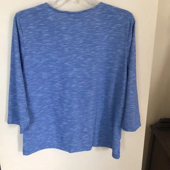 Alfred Dunner blue 3/4 sleeve blouse size PM - Picture 6 of 14